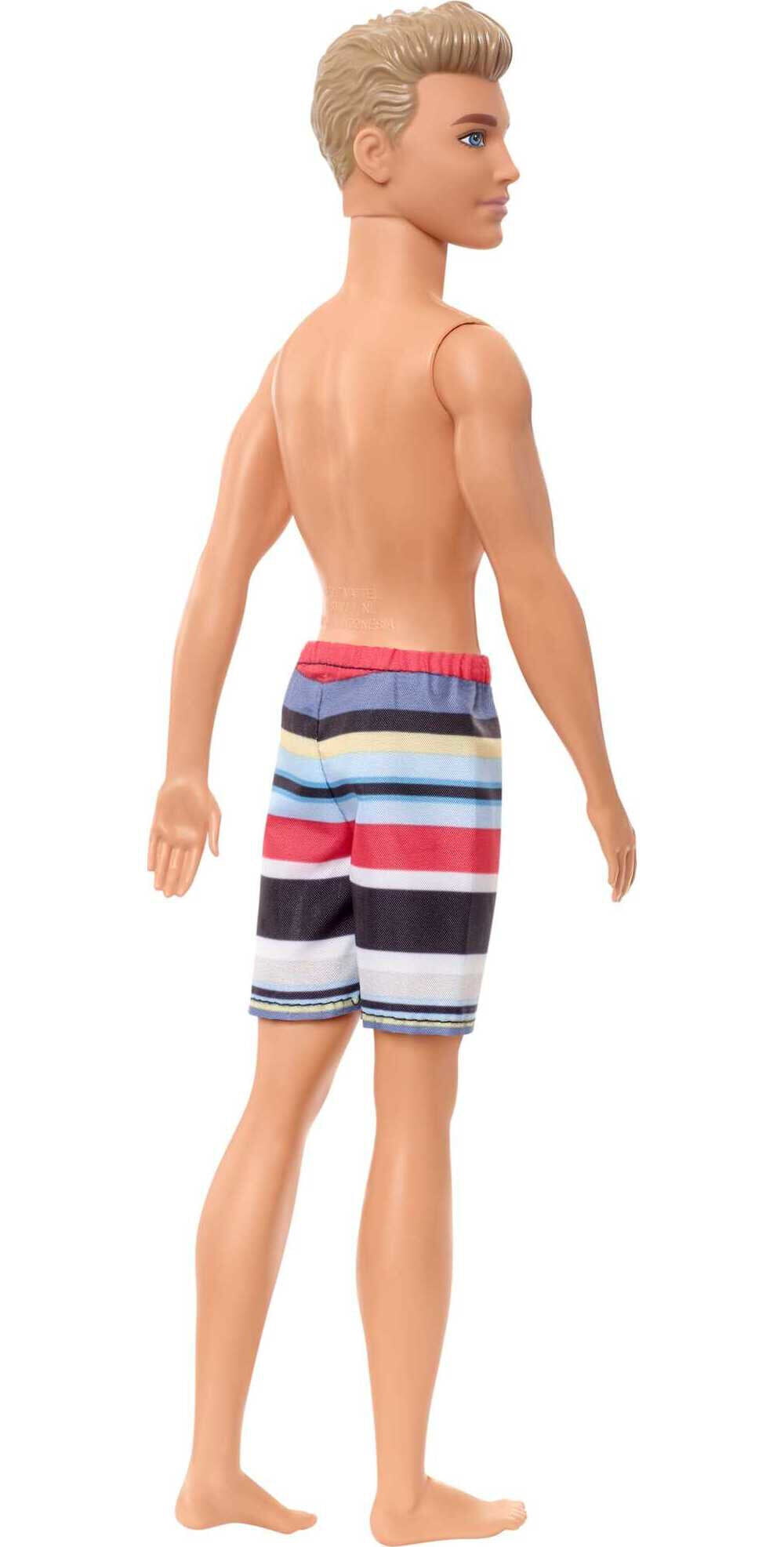 Barbie Ken Beach Doll with Blonde Hair & Striped Swimsuit