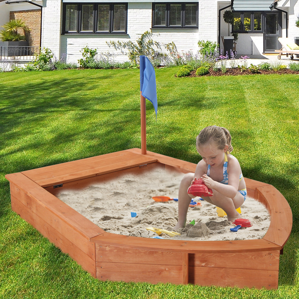 OWSOO Wooden Sandboat Backyard Sandboxes