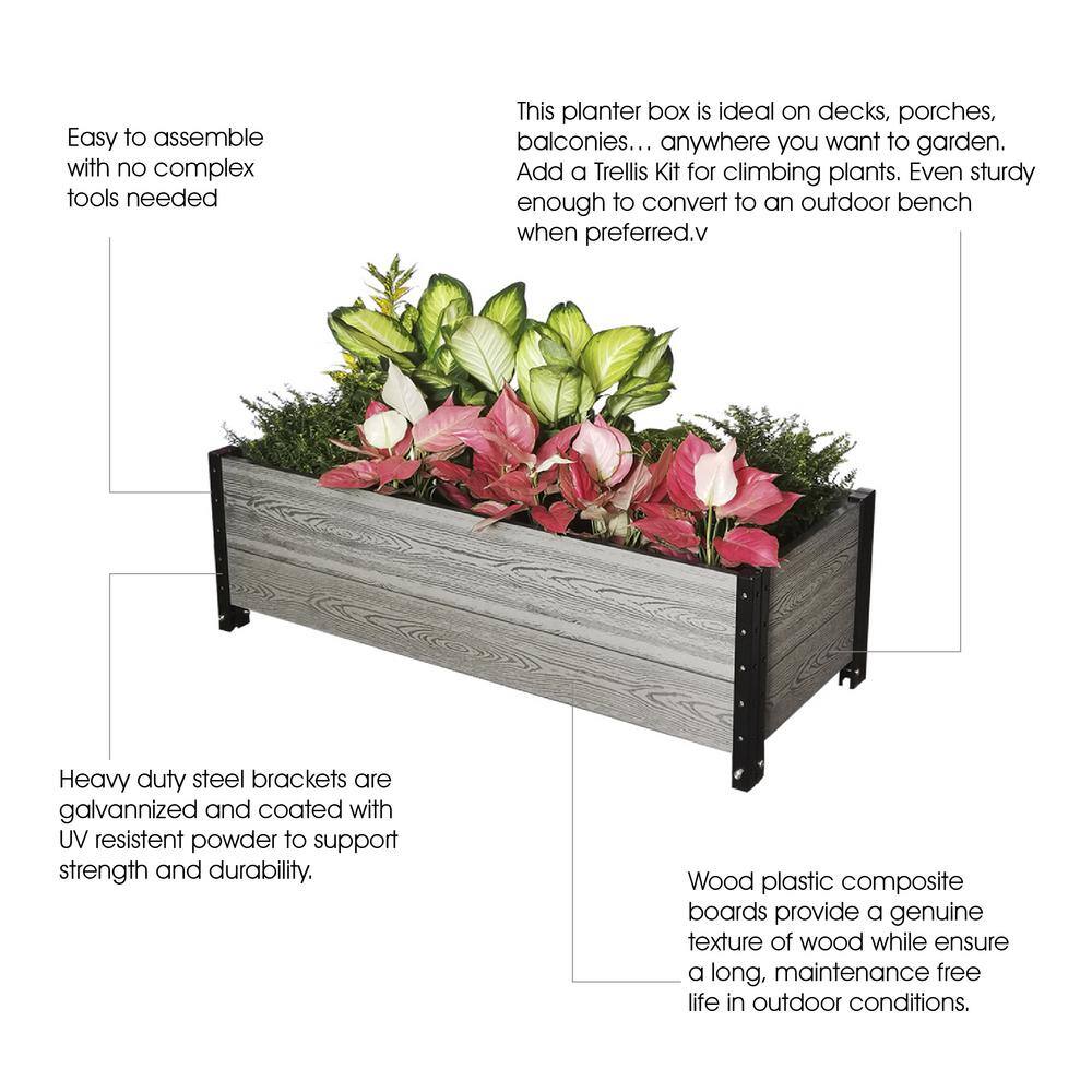 EverBloom 45 in. L x 19 in. W x 14 in. H Deckside Composite Planter Box in Grey E144519G