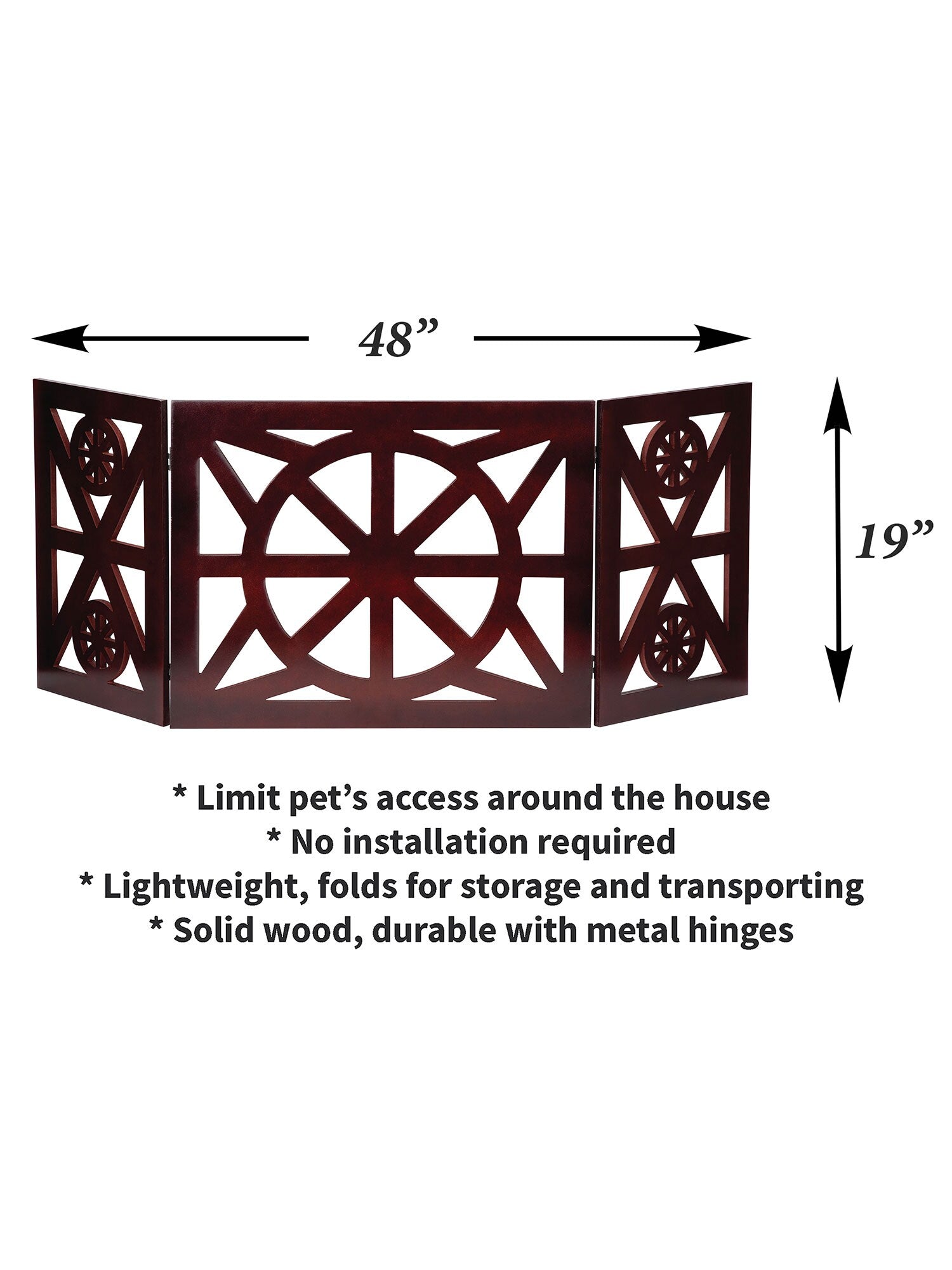Etna 3 Panel Pet Gate - Trifold Wagon Wheel Dog Gate for Stairs - 48