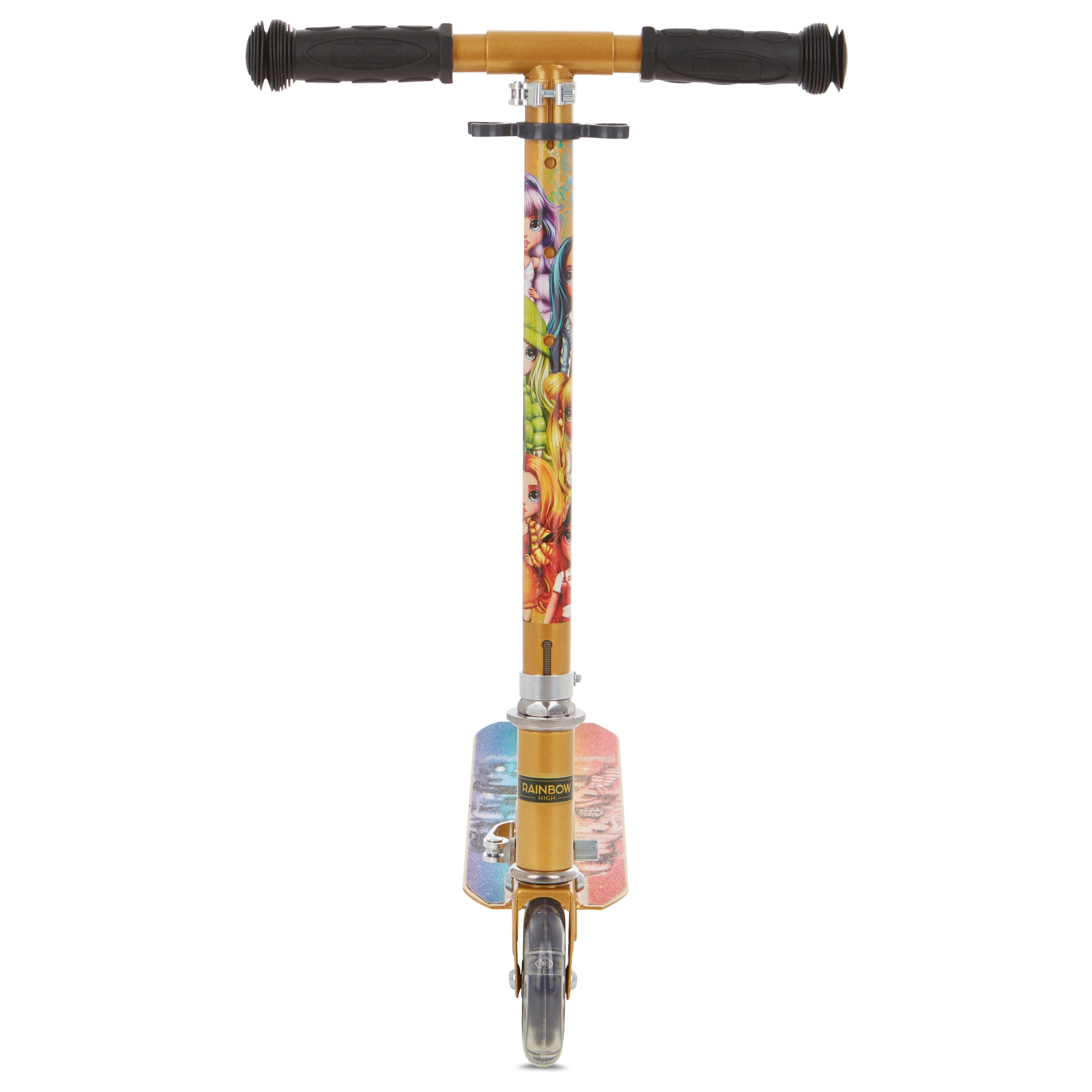 Rainbow High Licensed 2 Wheel Scooter with Light-Up Wheels and Rear Break for Kids