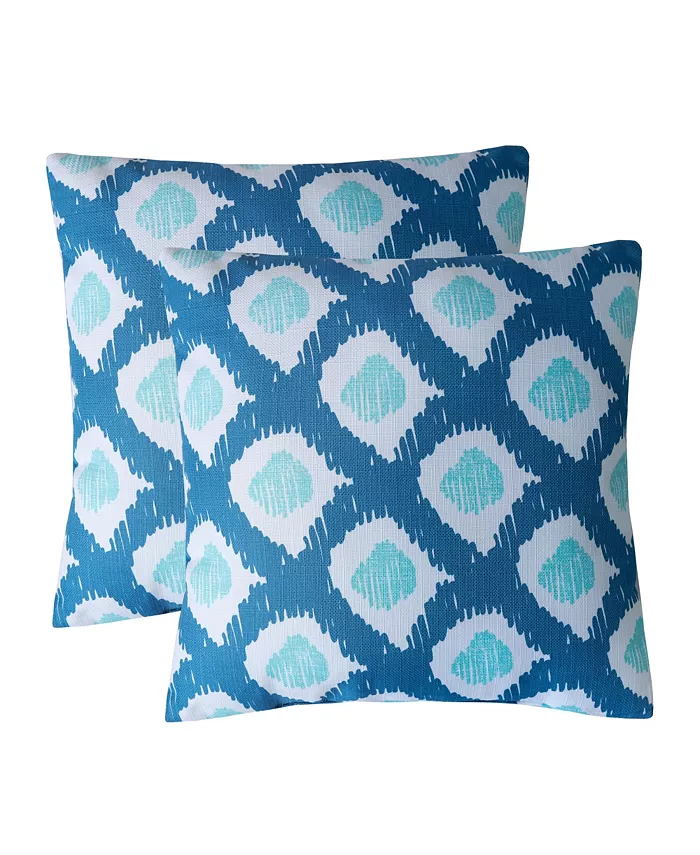 Ocean Pacific BLue Grid Print 2 Pack Decorative Pillow Set， 18