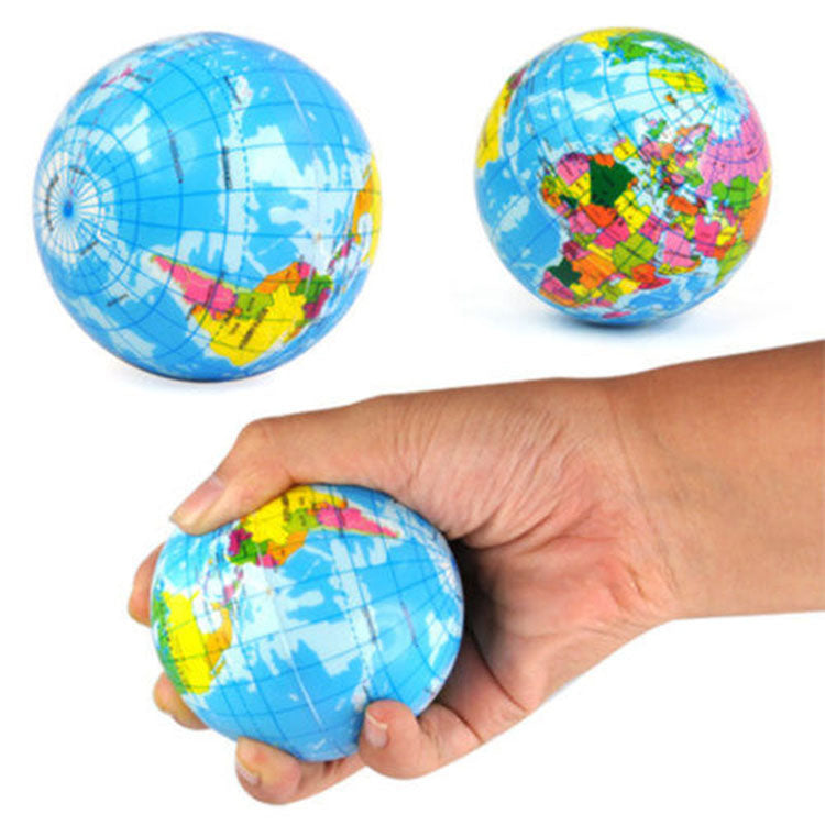 Earth Globe Stress Relief Bouncy Foam Ball Kids World Atlas Geography Map