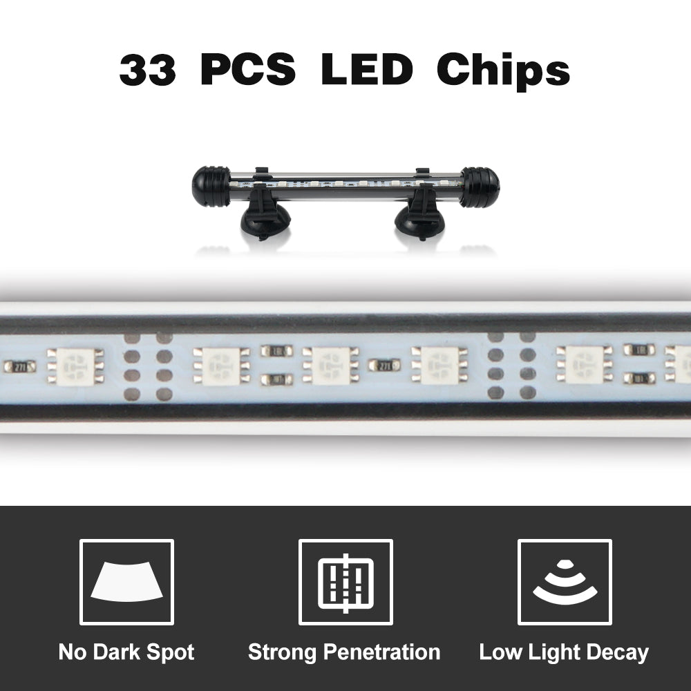 Submersible LED Aquarium Light，Fish Tank Light with Timer Full Spectrum Aqua Plant Lamp，5 Light Modes Dimmable，18-58CM