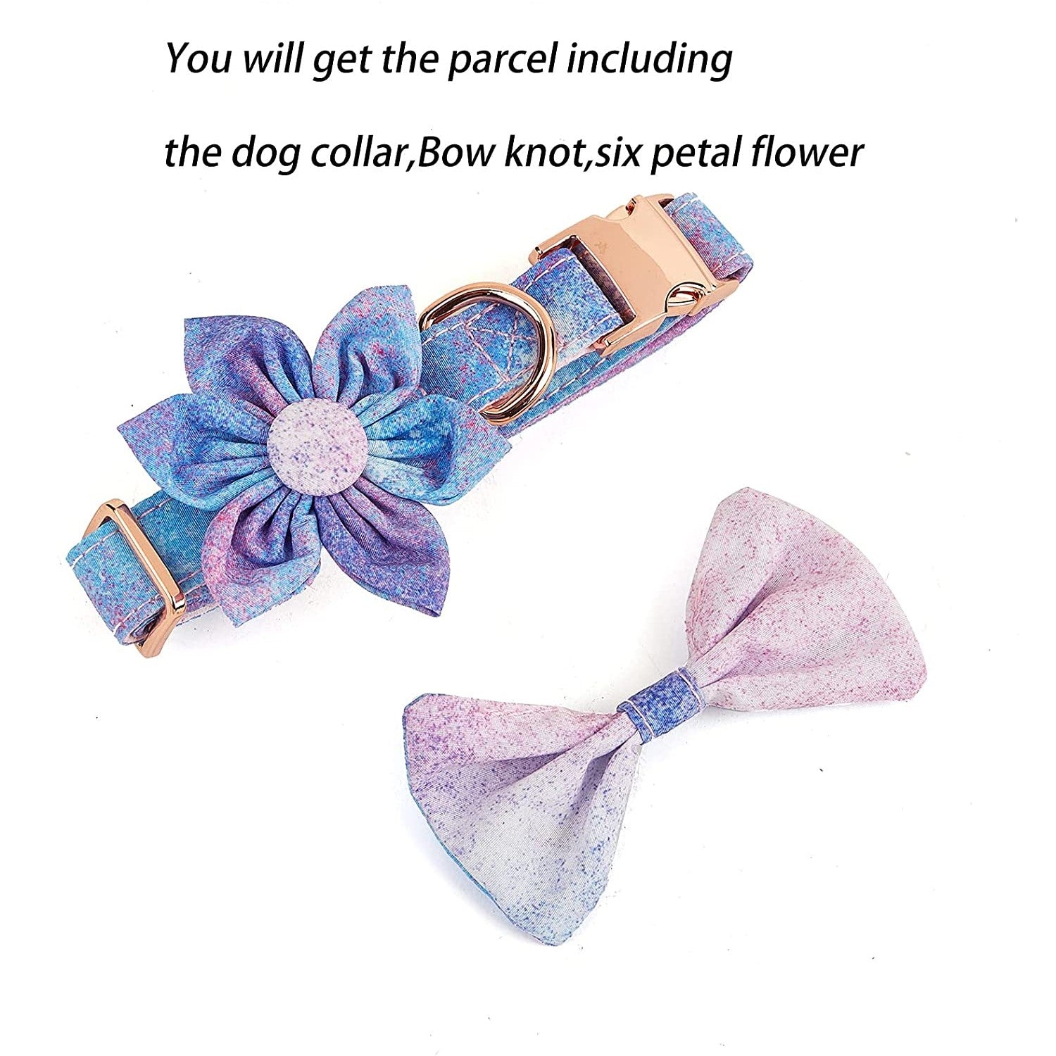 DUAIU Dog Collar Floral Dog Collar for Soft Comfy Pet Collars with Safety Buckle Detachable Flower and Knotbow Adjustable Dog Collars for Small/Medium/Large Dog/Girl Dog/Boy Dog (L)