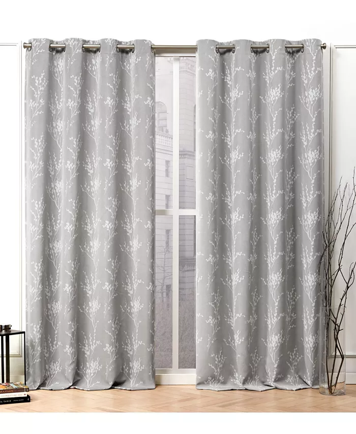 Nicole Miller Turion Floral Blackout Grommet Top Curtain Panel Pair， 52