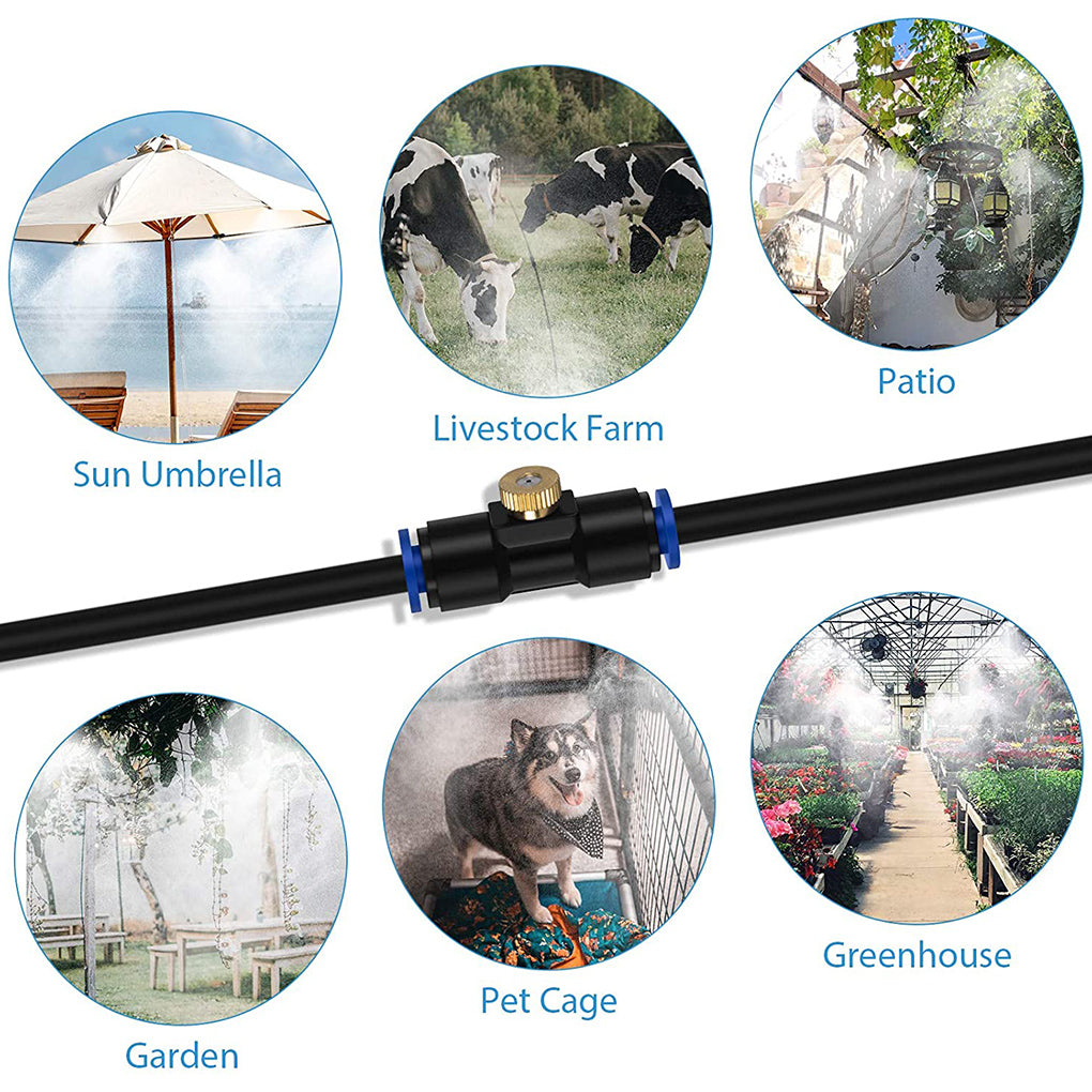 Rinhoo Trampoline Misting System Outdoor Cooling System Patio Garden Fan Mister with Adapter， 12M/40FT， US Plug