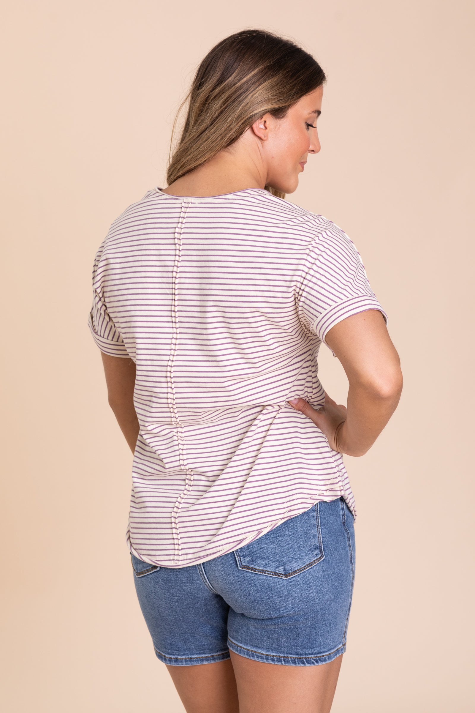 Button Down Striped Casual Knit Top