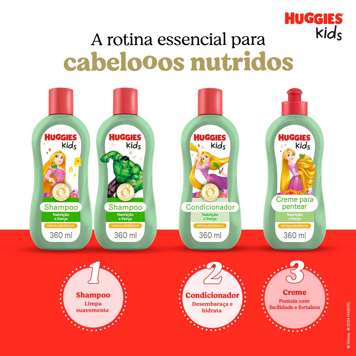 Creme para Pentear Enrolados Huggies Kids Nutricao e Forca 360ml
