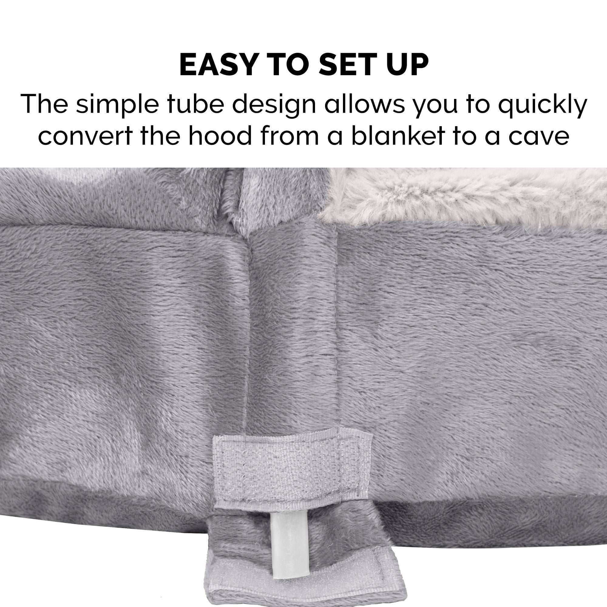 FurHaven | Memory Foam Wave Fur and Velvet Snuggery Burrow Pet Bed for Dogs and Cats， Dark Gray， 35-Inch