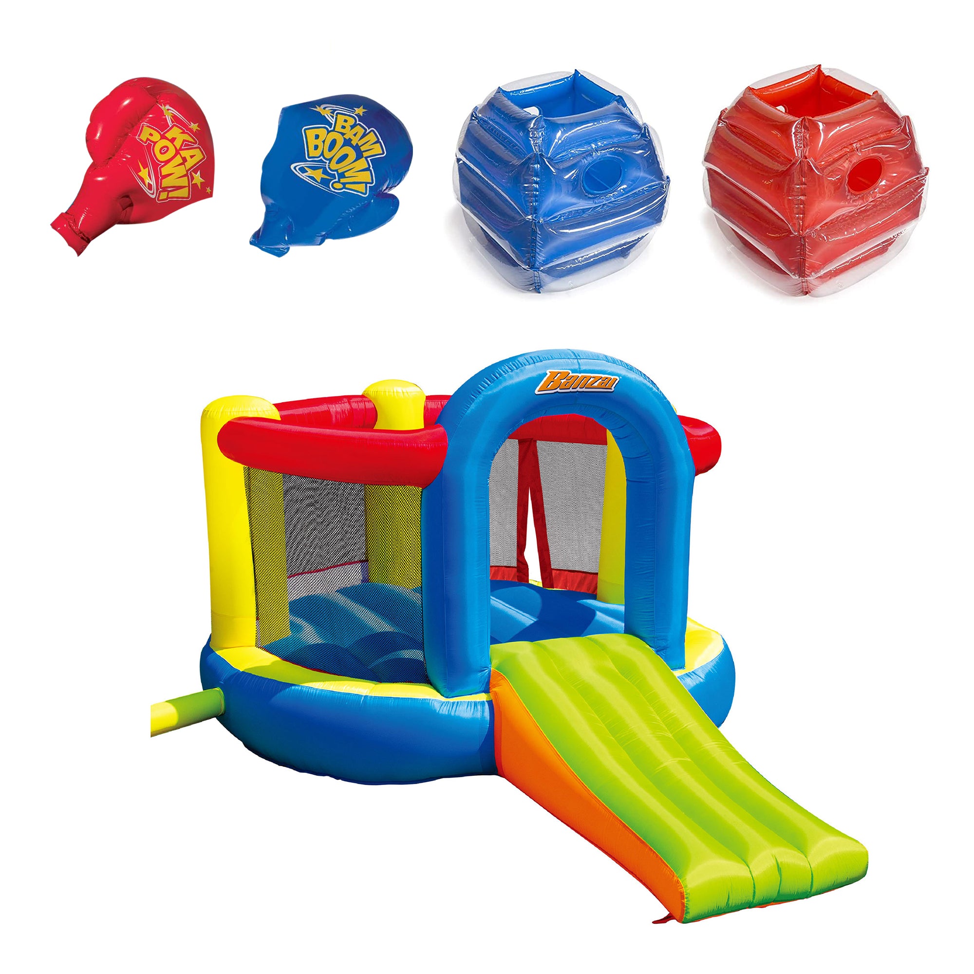 Banzai Battle Bop Combo Pack Gloves and Bumpers and Jump and Slide Bounce House