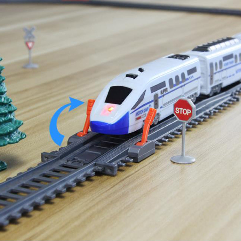 BELUPAI 50Pcs Simulation High Speed Rail Trains Electric Trains Harmony Round Trains Model Set Overpass Piers Tunnels Carriage