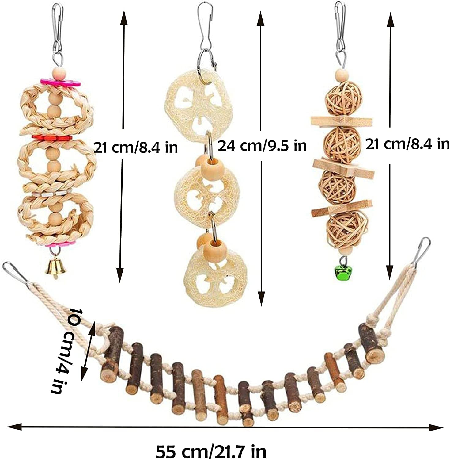 Bird Toys 8 Pack Parakeet Toys for Parakeets Cage， Bird Swing Chewing Toys， Bird Toys for Parrots， Bird Training Toys， Parrot Hanging Swing