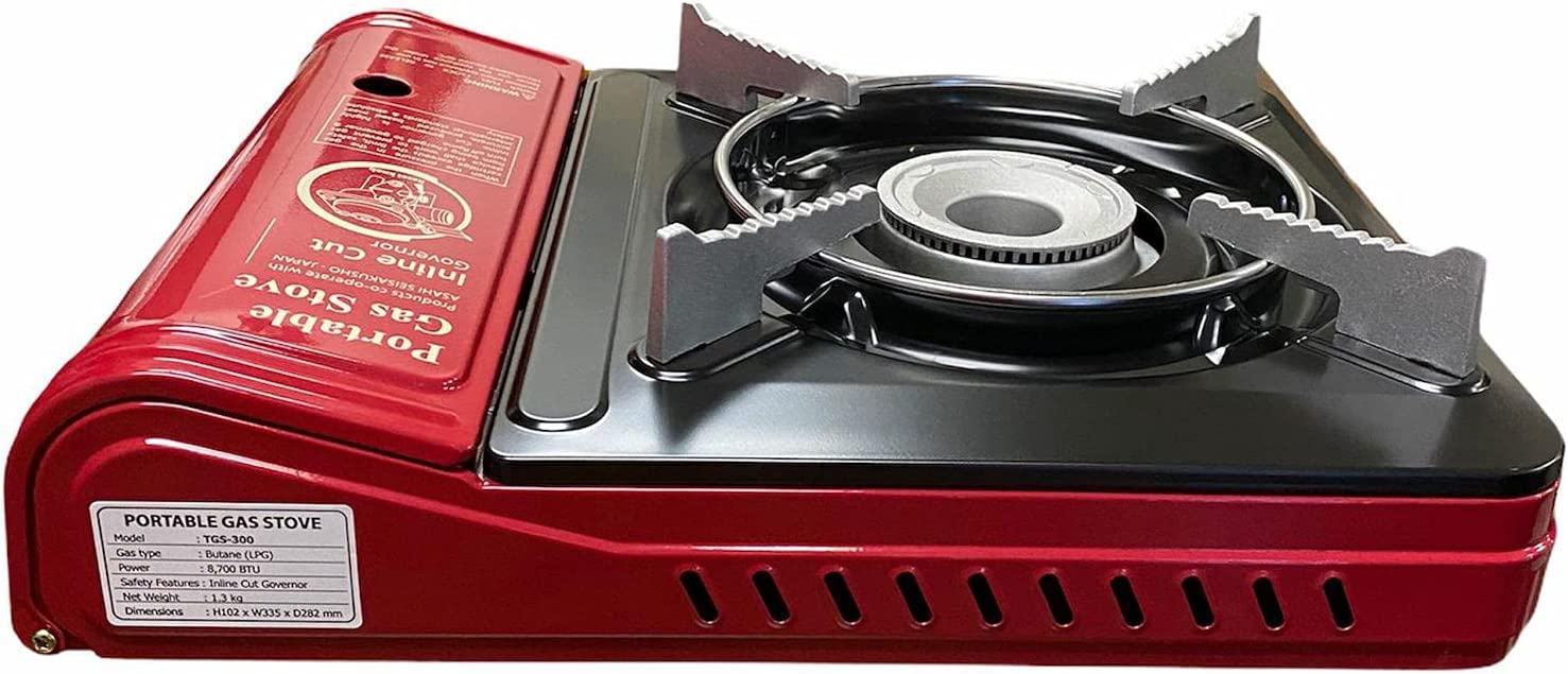 Tayama TGS-300 13 in. Portable Butane Gas Stove, Red
