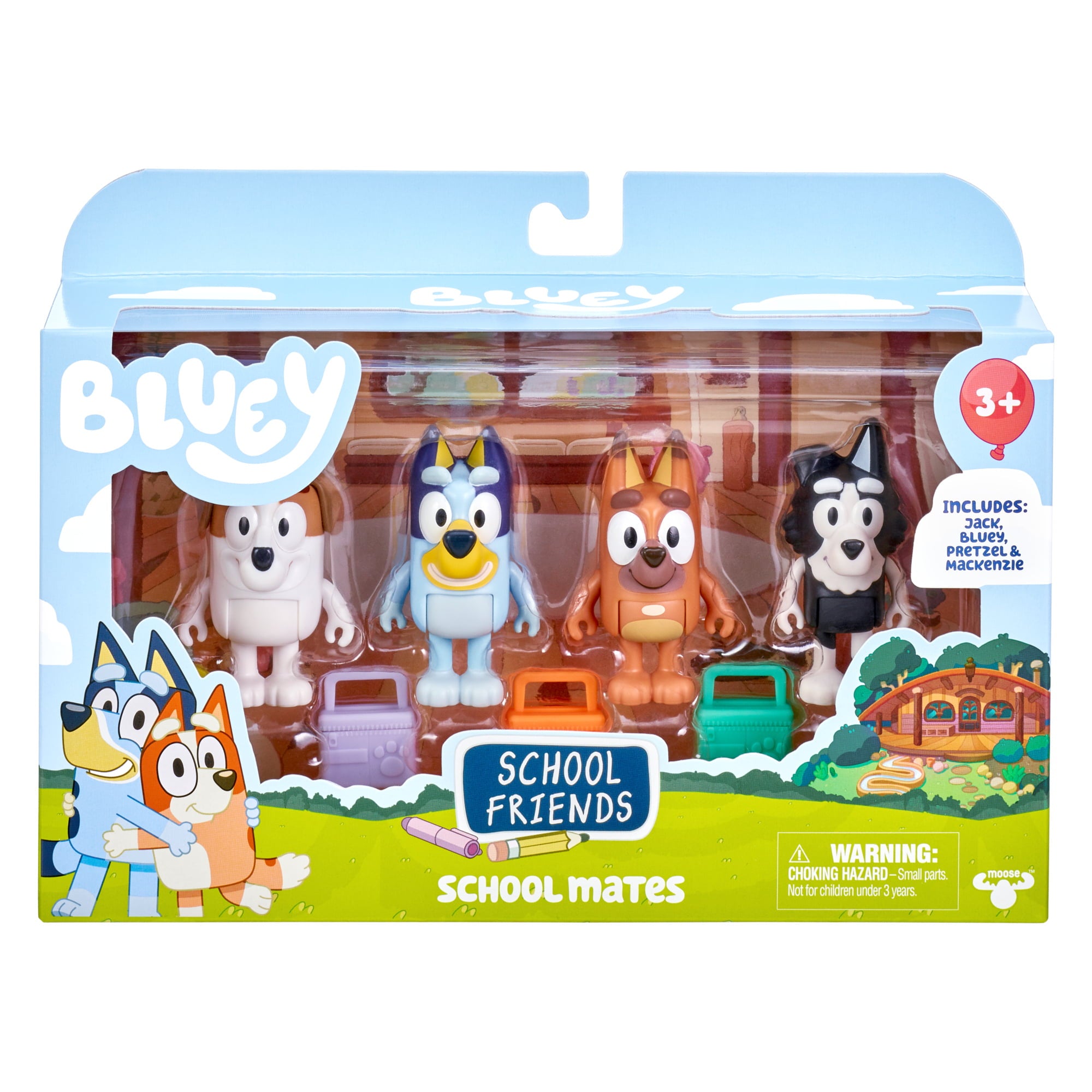 Bluey， School Friends - Bluey， Jack， Pretzel and Mackenzie ，4-Pack， 2.5-3 inch Figures， Preschool， Ages 3+