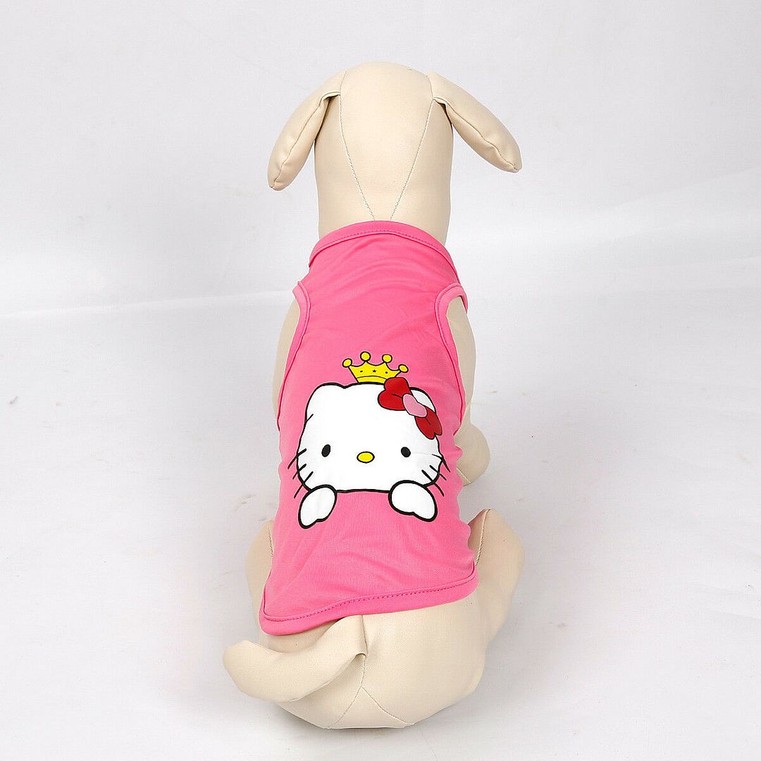 Cute Hello Kitty Logo t-Shirt Pink Hello Kitty Design Shirt FOR SMALL DOGS Small Dog Sweater (SMALL)