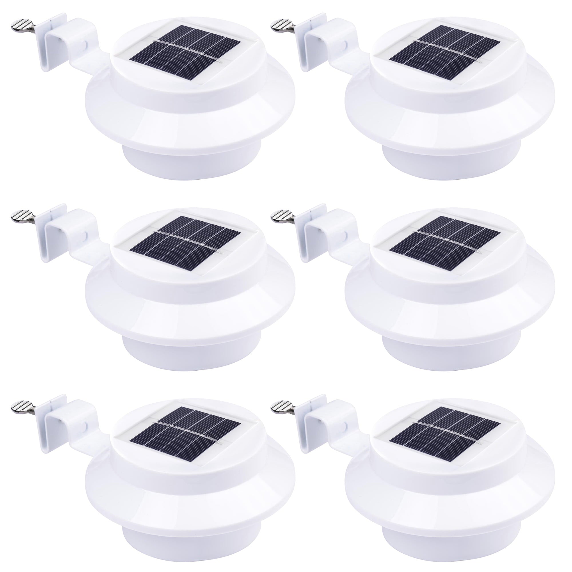 Yescom Solar Gutter Light Outdoor Waterproof 3 LED Deck Fence Lights with Bracket Wall Garden Stair Yard White 6Pcs