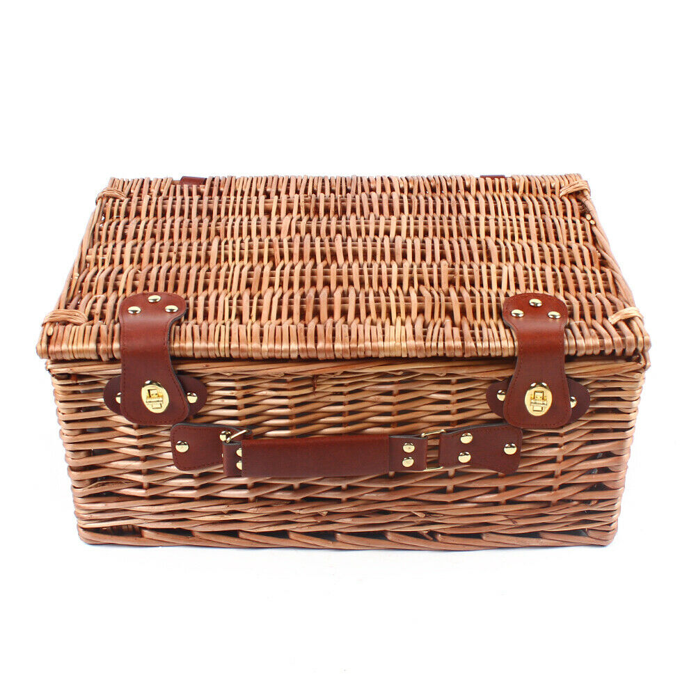 Picnic Basket Picnic Blanket Camping Essentials Outdoor Tableware and Ware Set Food Fruits Organizer for 4 Persons