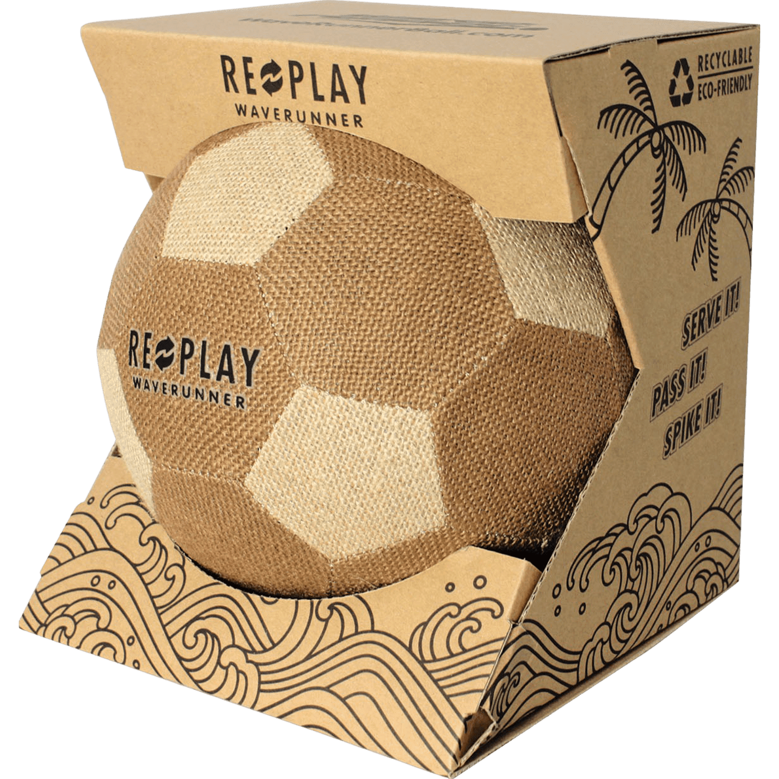 Wave Runner Replay Eco-friendly Kids Soccer Ball 100% Recycled Soccer Balls Size 5 For Sport Play Outdoor ， Made Of 100% Jute