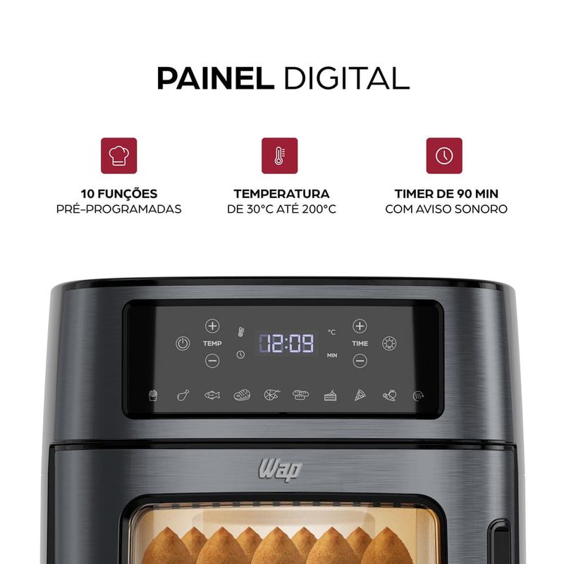 Fritadeira Elétrica WAP AirFry OVEN DIGITAL BLACK WAOD2 12L