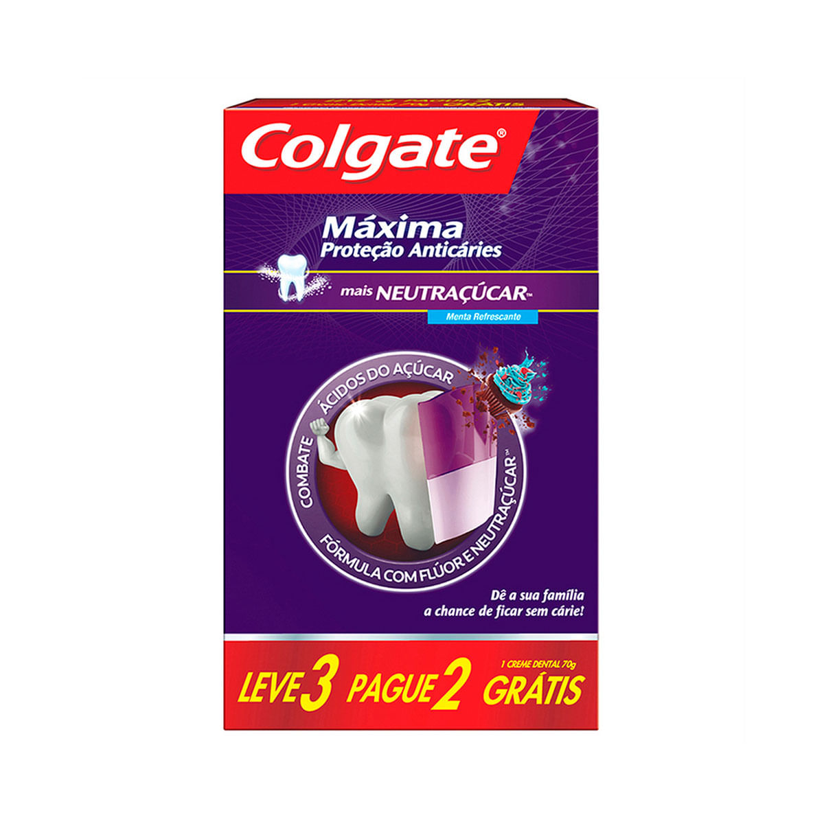 Creme Dental Colgate Maxima Protecao Anticaries mais Neutracucar 70g Promo Leve 3 Pague 2