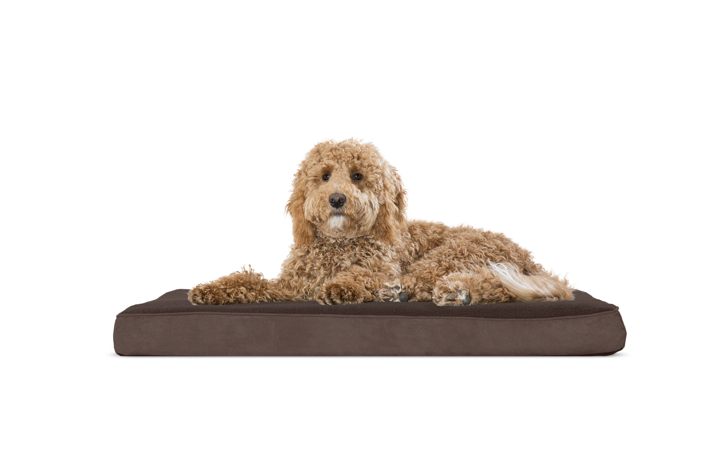 FurHaven | Deluxe Orthopedic Terry Fleece Mattress Pet Bed for Dogs and Cats， Espresso， Large