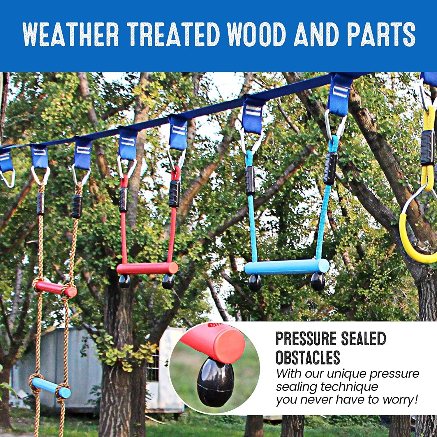 Obstacle Course for Kids， Gentle Booms Ninja Warrior Obstacle Course Accessories Gymnastic Rings Monkey Bar Climbing Rope Ladder Playground Equipment for Kids