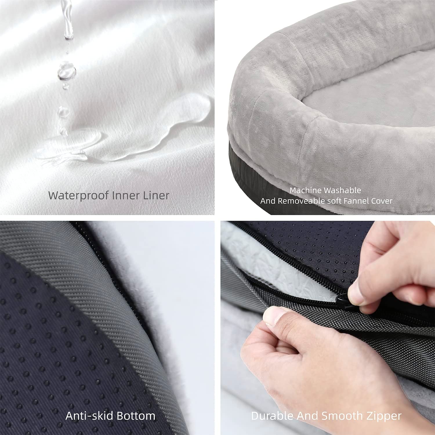 pettycare Memory Foam Dog Beds with Sides for Large Dogs， Orthopedic Washable Extra Large Dog Bed with Removable Cover， Waterproof XL Pet Bed with Nonskid Bottom