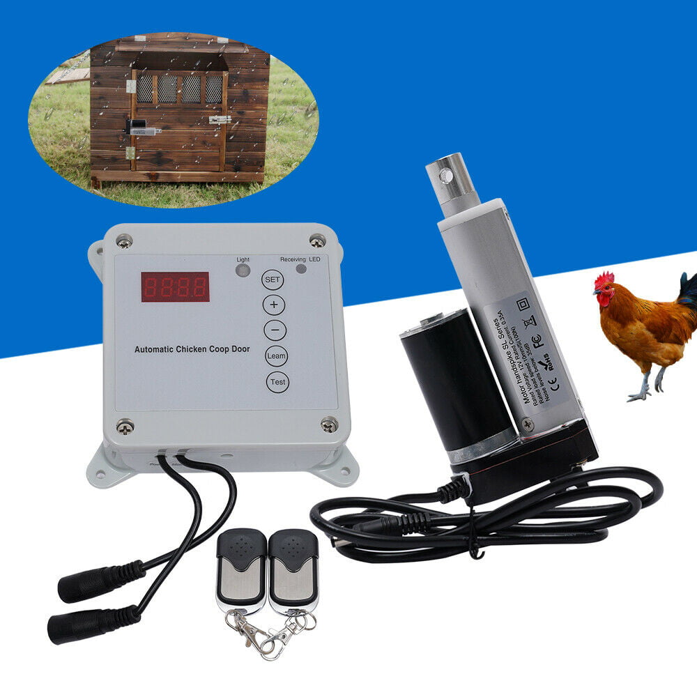 Miumaeov 30W Automatic Chicken Coop Door Opener Kit w/2 Remotes Poultry Cage House Open