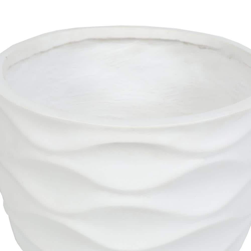 Luxen Home White Wavy Design MgO Planter Large WHPL634