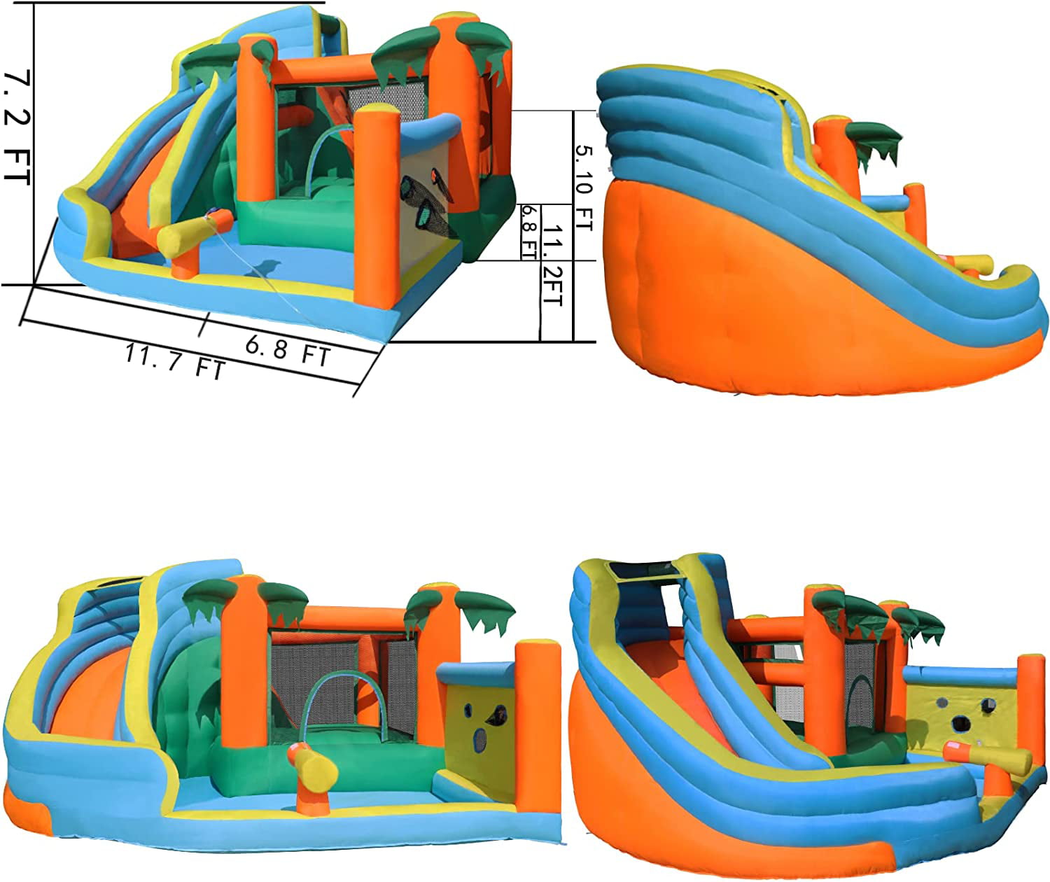 WGIA Inflatable Water Slide，Wet and Dry Inflatable Bounce Housewith Indoor，Bounce House with Slide，Children's Rock Climbing Wall with Blower
