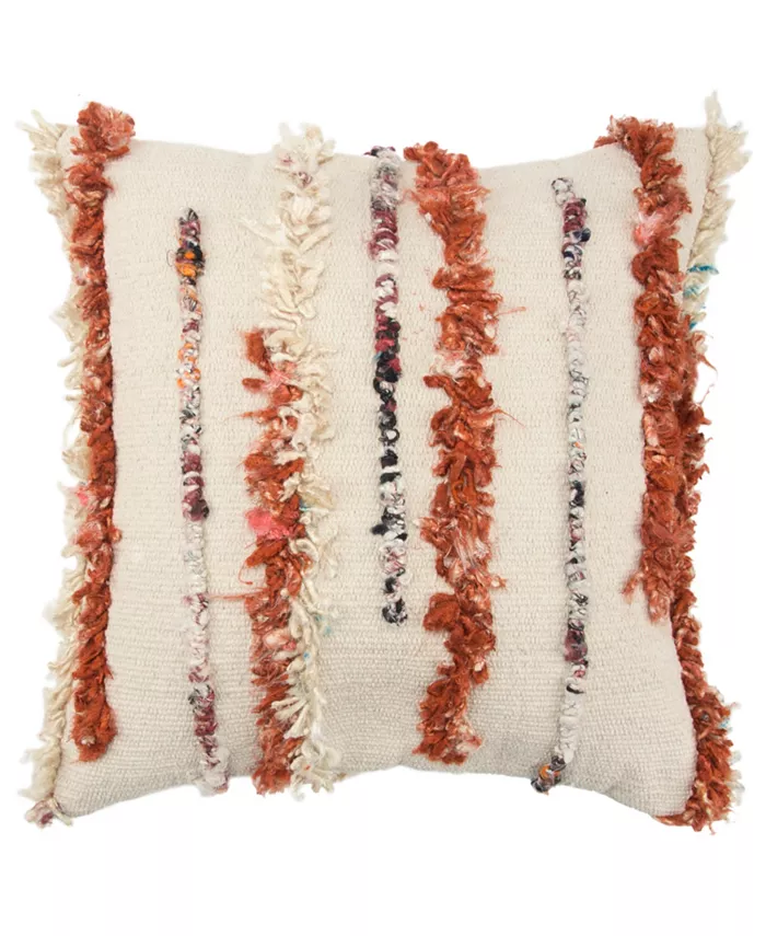 Rizzy Home Veritcal Stripe Polyester Filled Decorative Pillow， 20