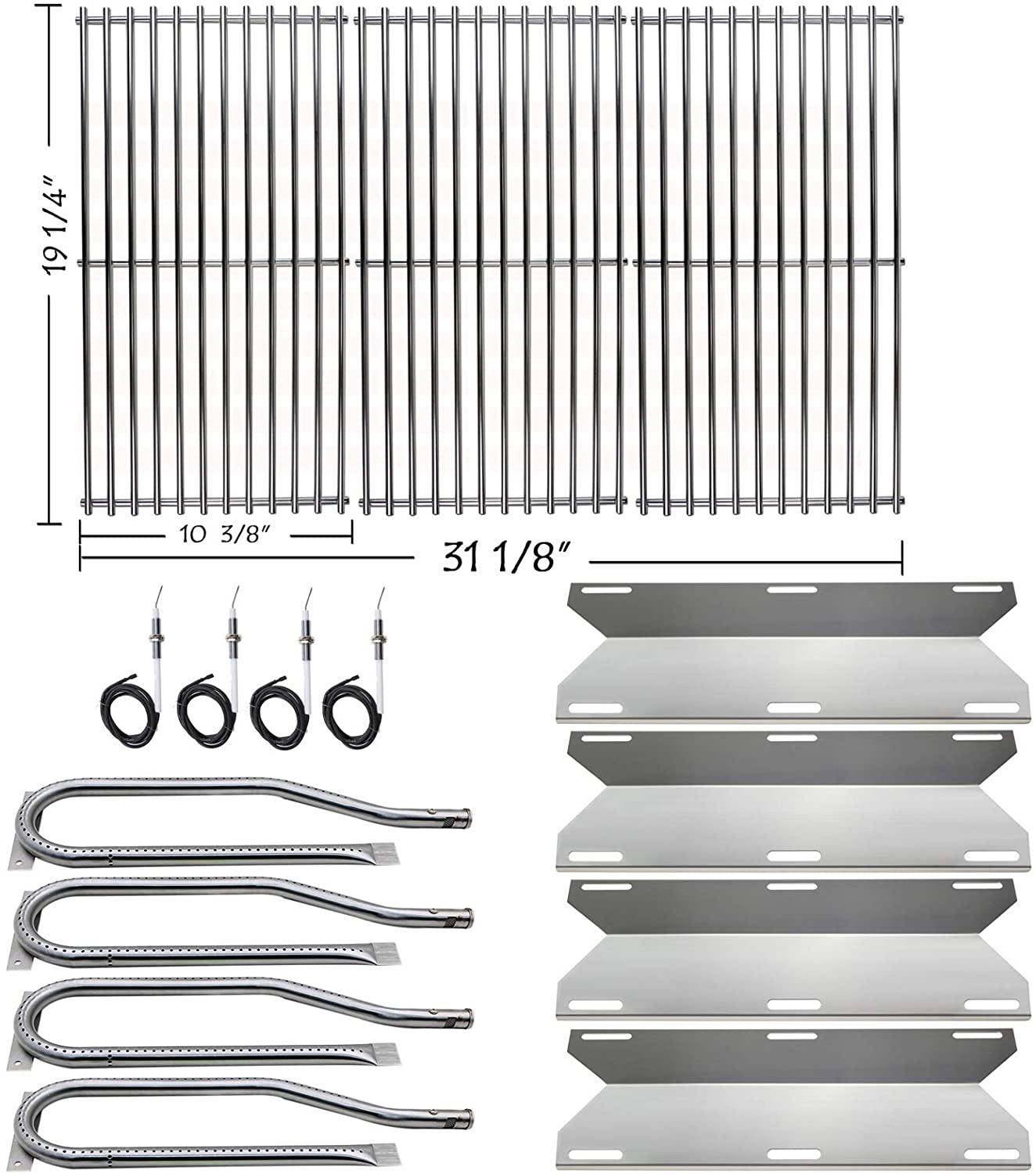 Repair Kit for Nexgrill 720-0337, 720-0339 4 Burner Gas Grills, Burners, Heat Plates, Grates and Igniters Set