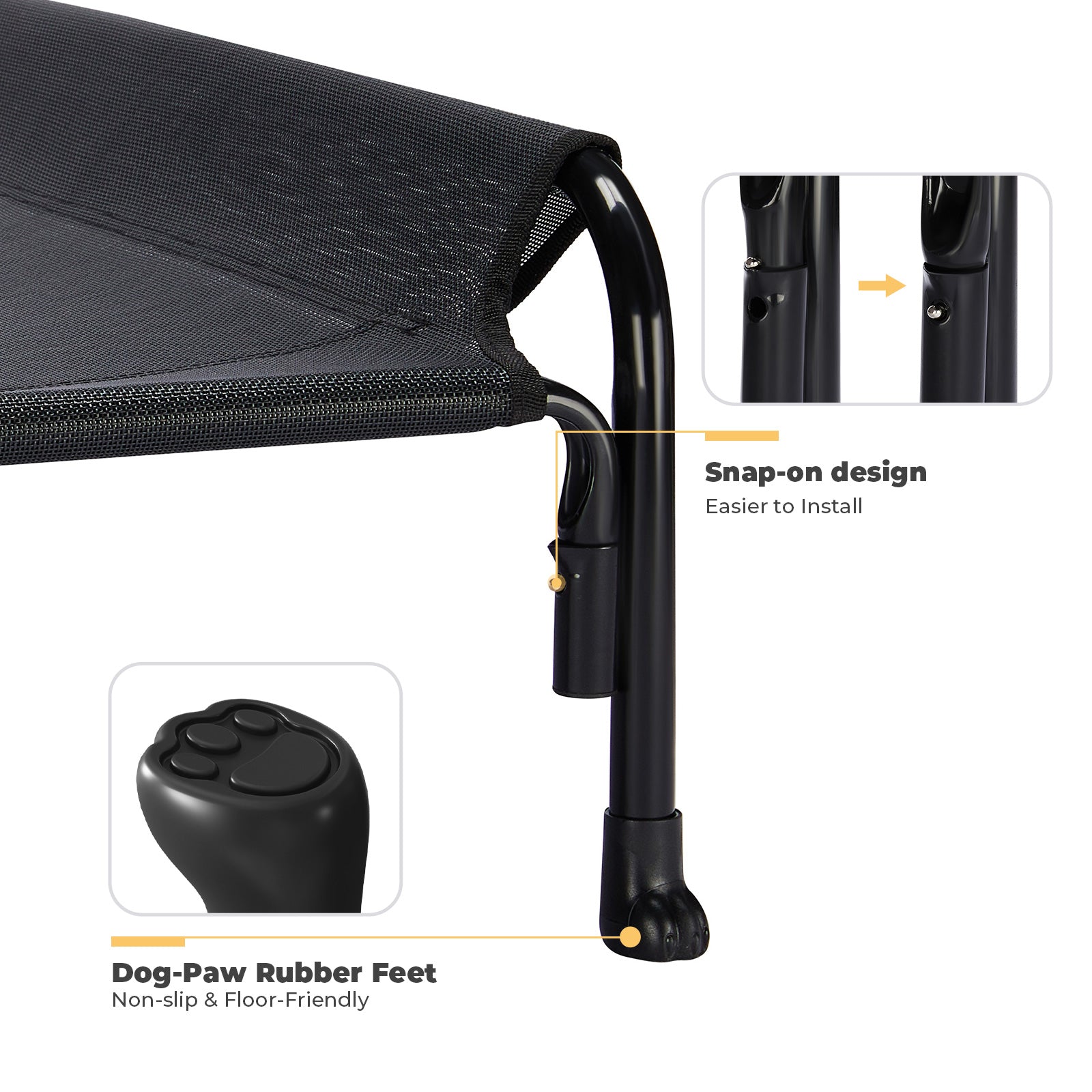 Veehoo Cooling Elevated Dog Bed， Chew Proof Dog Cot with Washable Mesh， Medium， Black