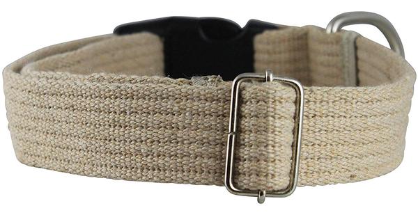 Cotton Web Adjustable Dog Collar with Locking Device 4 Sizes Beige (X-Large: Neck 18