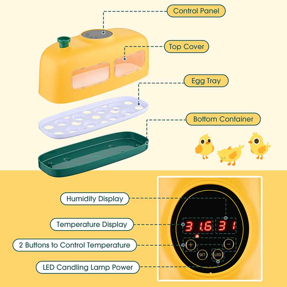 Yescom 8 Egg Incubator Hatcher with Egg Candling for Chicken
