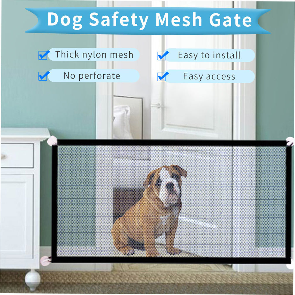 walmeck Dog Safety Gate Pet Mesh Fence Portable Folding Safety Gate Install Anywhere 180*72CM