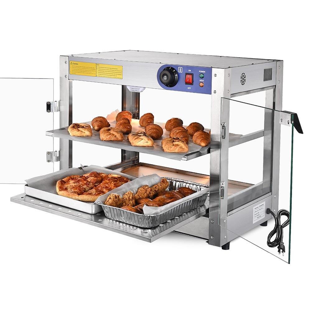 Yescom Pizza Food Warmer Commercial Countertop Display Case 2 Tier