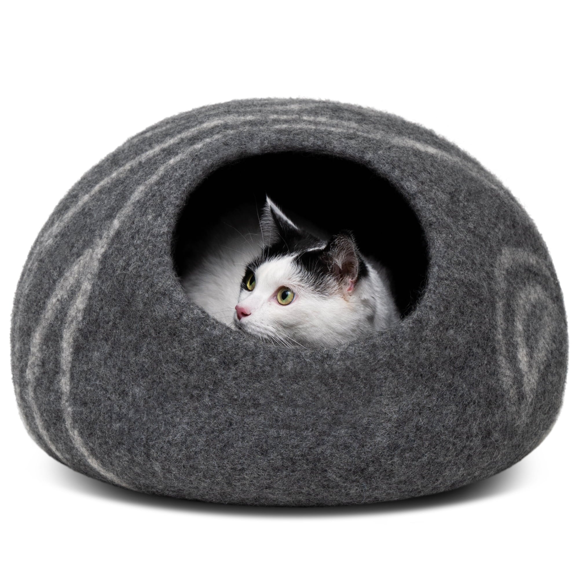 MEOWFIA Cat Bed for Medium Cats - Wool Cat Cave Bed - Dark Grey