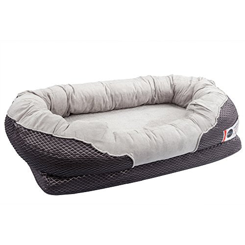 BarksBar Snuggly Sleeper Solid Foam Orthopedic Dog Bed， Large， Gray