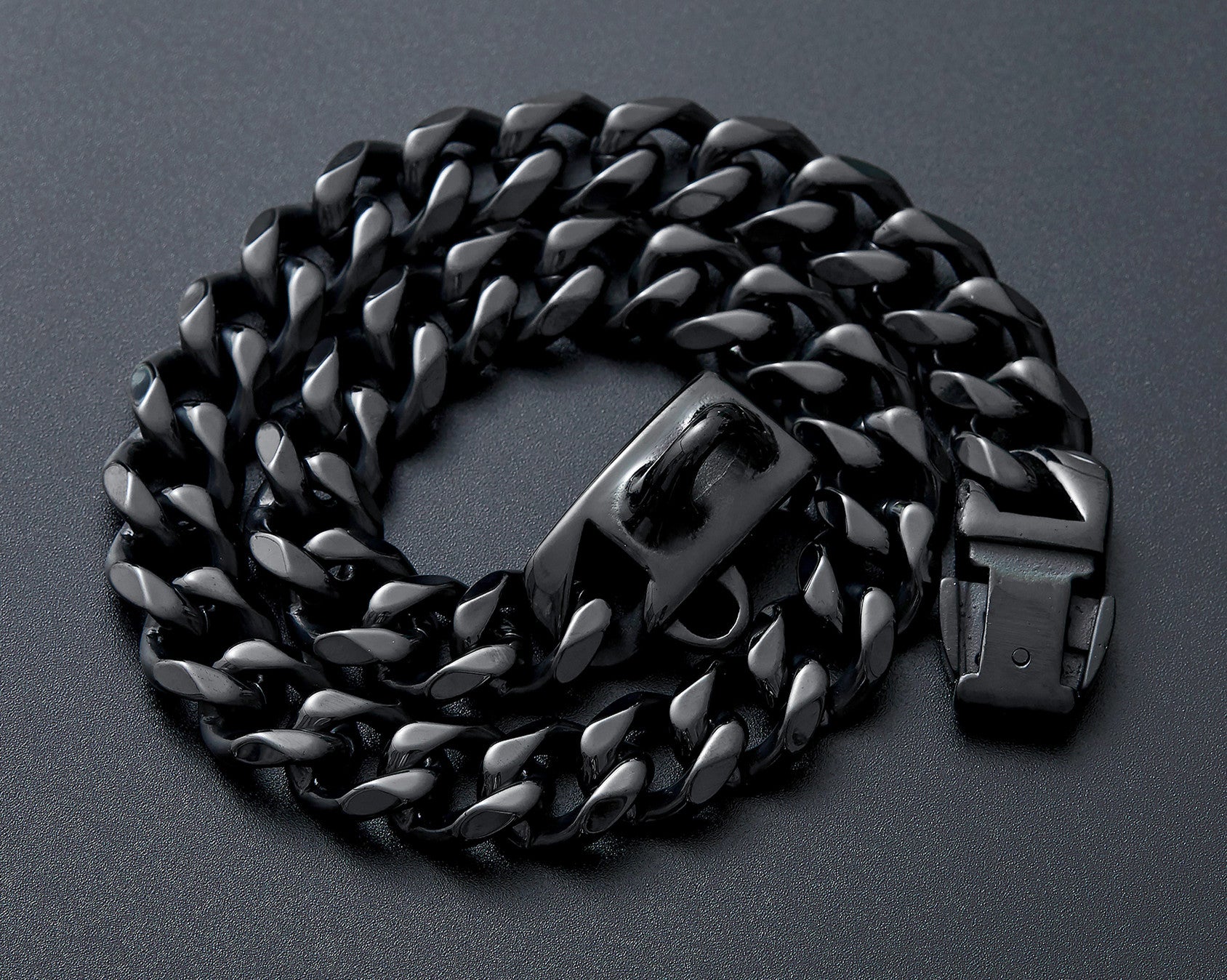 Black Dog Collar Metal Stainless Steel Strong Chain For Small Puppy Dogs