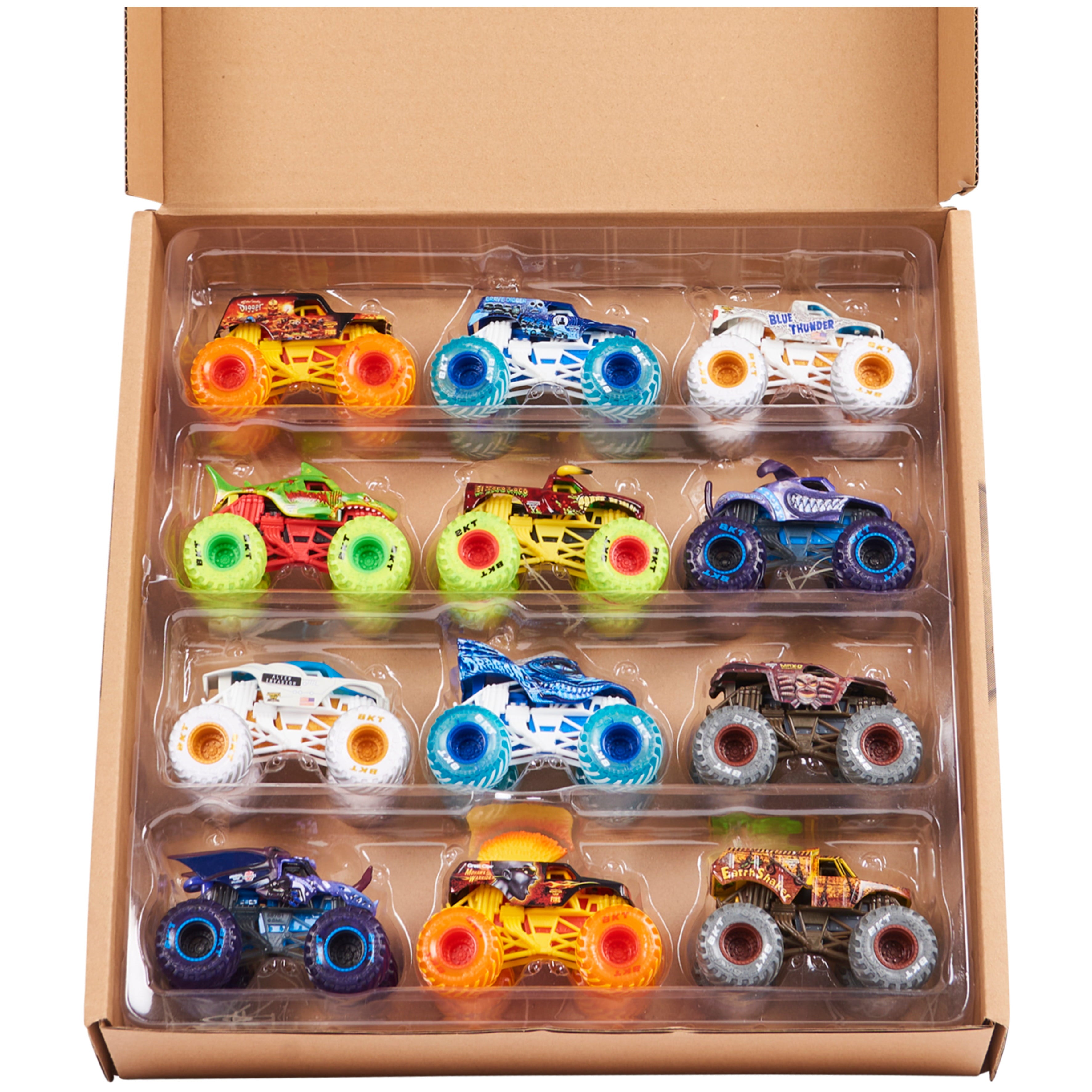 Monster Jam， 12-Pack 1:64 Scale Monster Truck Vehicles (Walmart Exclusive)