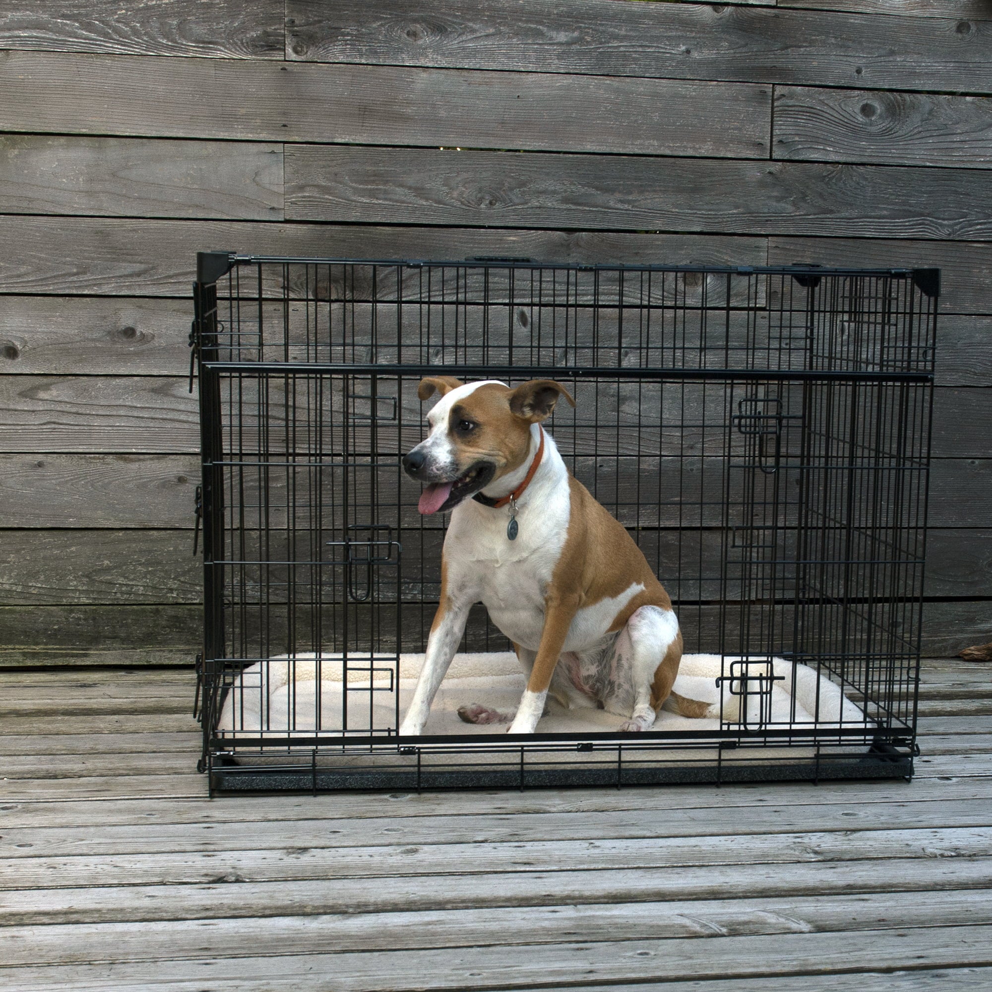 Lucky Dog Sliding Double-Door Dog Crate， X-Large， 48