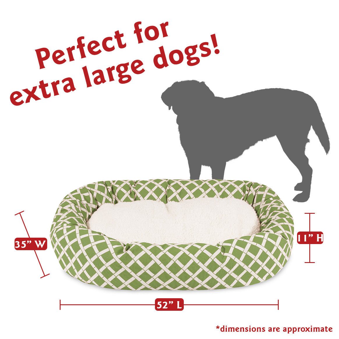 Majestic Pet | Bamboo Sherpa Bagel Pet Bed For Dogs， Sage， Extra Large