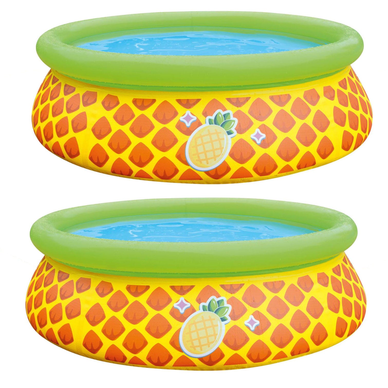 JLeisure Inflatable Round Pineapple Splash Kiddie Swimming Pool (2 Pack)