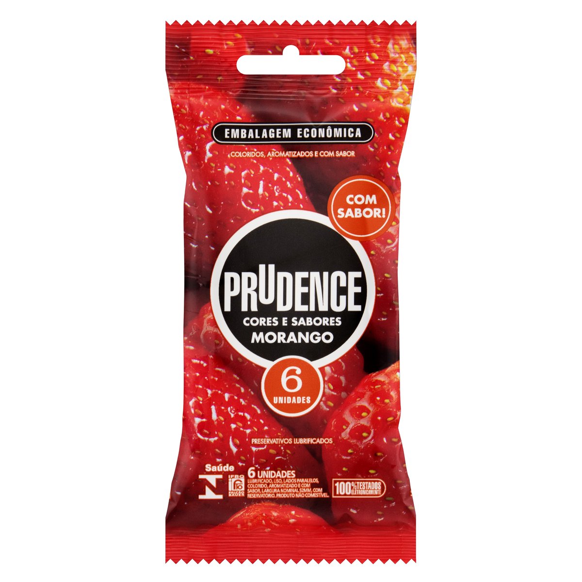 Preservativo Masculino Prudence Morango Diversao com 6 Unidades