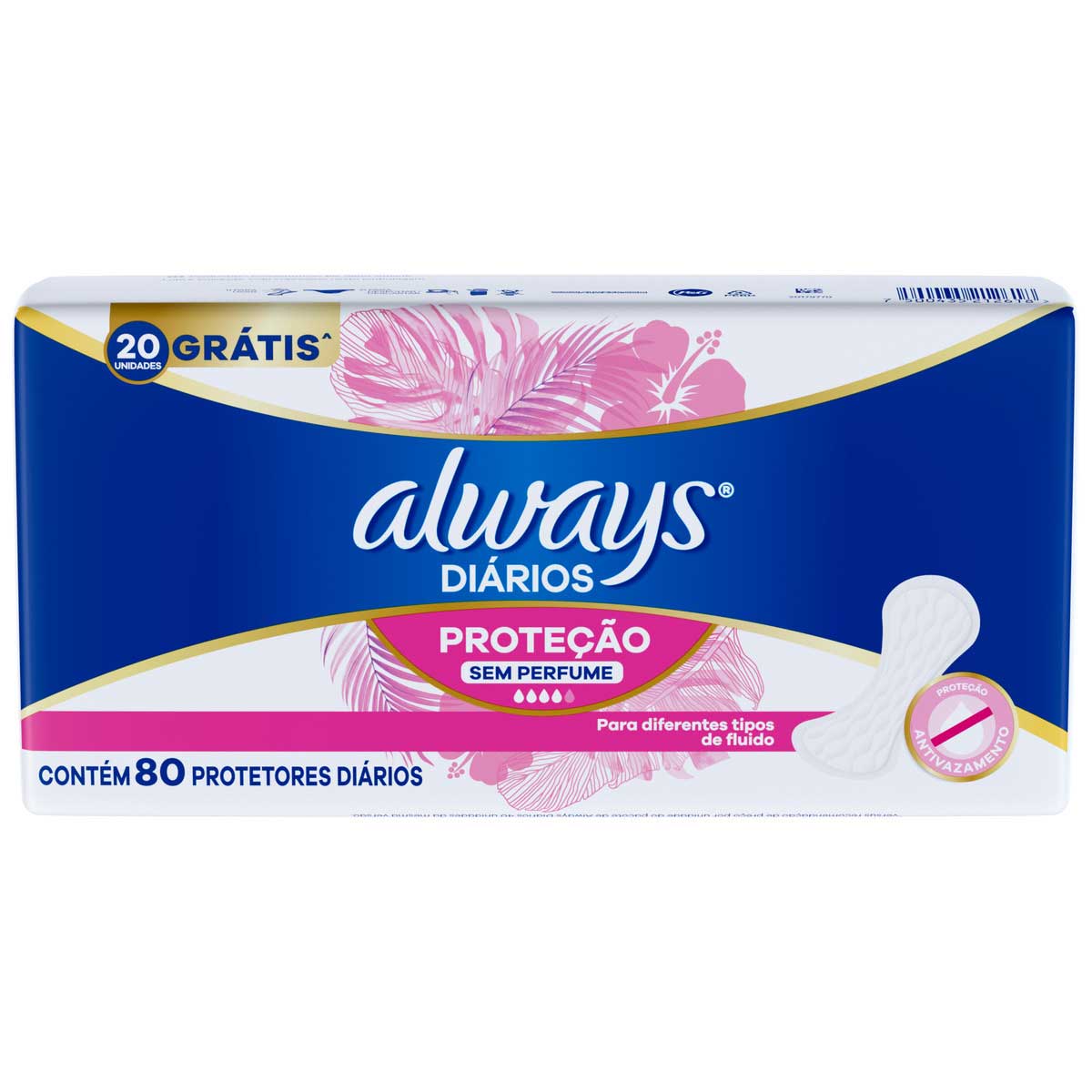 Protetor Diario Always Protecao Sem Perfume 80 Unidades