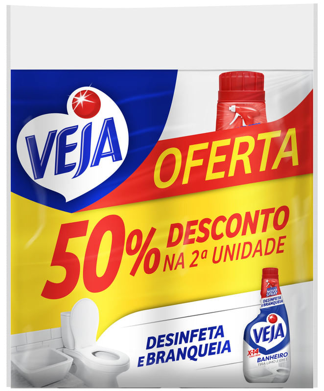 Limpador Tira Limo Veja X14 para Banheiro 500ml 2 unidades com 50% de desconto na 2a