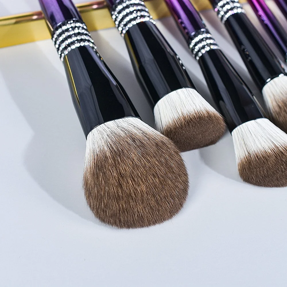 12PCS Diamond Gradient Fuchsia Soft Hair Makeup Brushes Sets