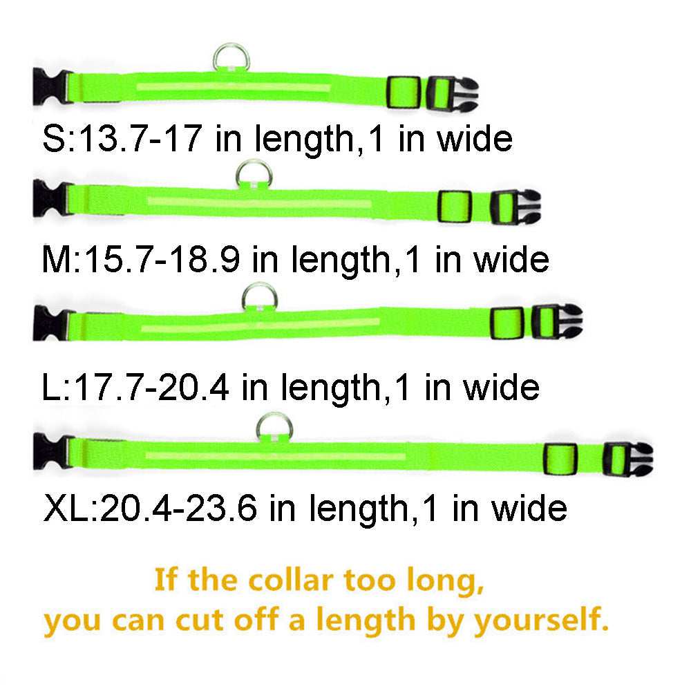 Light Up Dog Collars-LED Dog Collar Rechargeable Lighted Dog Collar Waterproof Night Walking Glow Collar for Dogs (S， Green)
